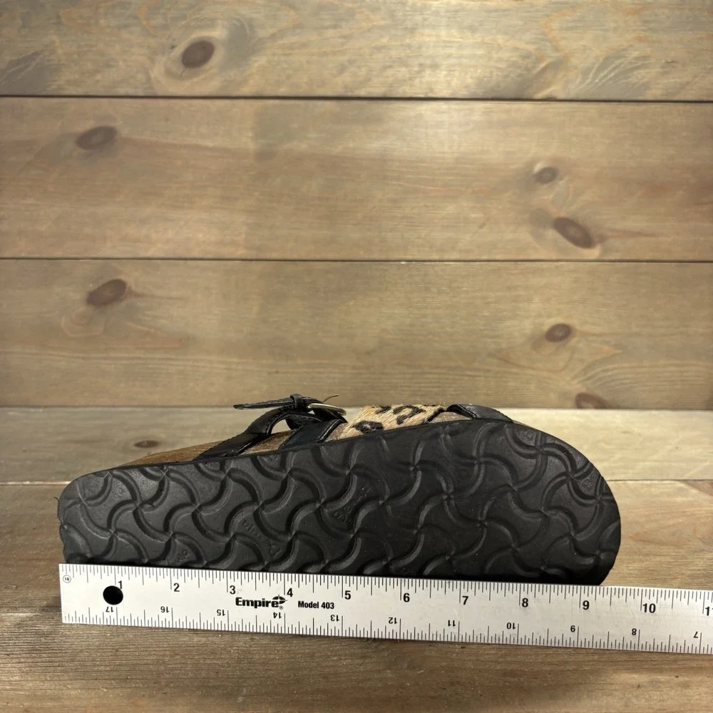 birkenstock betula womens size 7 shoes black leopard print rhinestone sandals